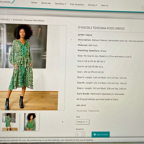 D'Ascoli Toscana Blue Silk Midi Dress sz S NEW - Picture 6 of 13